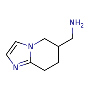 Chemical structure of 5H,6H,7H,8H-imidazo[1,2-a]pyridin-6-ylmethanamine , CAS 1443137-48-1, AChemBlock S79903