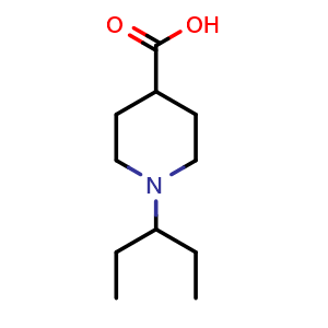 Chemical structure of 1-(pentan-3-yl)piperidine-4-carboxylic acid , CAS 1437312-00-9, AChemBlock S79931