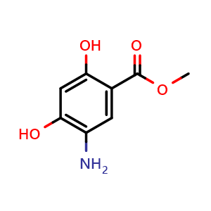 Chemical structure of methyl 5-amino-2,4-dihydroxy-benzoate , CAS 1435323-67-3, AChemBlock S79936