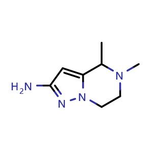 Chemical structure of 4,5-dimethyl-6,7-dihydro-4H-pyrazolo[1,5-a]pyrazin-2-amine , CAS 1434053-48-1, AChemBlock S79942