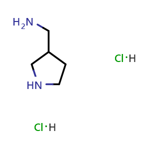 Chemical structure of 1-(pyrrolidin-3-yl)methanamine dihydrochloride , CAS 1432795-18-0, AChemBlock S79954