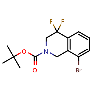 Chemical structure of tert-butyl 8-bromo-4,4-difluoro-1,3-dihydroisoquinoline-2-carboxylate , CAS 1432515-23-5, AChemBlock S79964