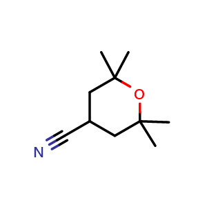 Chemical structure of 2,2,6,6-tetramethyloxane-4-carbonitrile , CAS 1429422-52-5, AChemBlock S79987