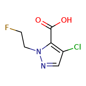 Chemical structure of 4-chloro-1-(2-fluoroethyl)-1H-pyrazole-5-carboxylic acid , CAS 1429417-98-0, AChemBlock S79990