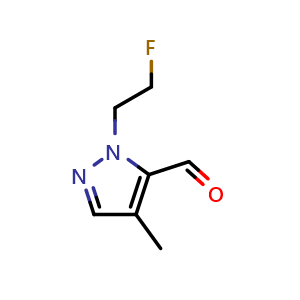 Chemical structure of 1-(2-fluoroethyl)-4-methyl-1H-pyrazole-5-carbaldehyde , CAS 1429417-95-7, AChemBlock S79991