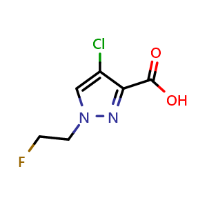 Chemical structure of 4-chloro-1-(2-fluoroethyl)-1H-pyrazole-3-carboxylic acid , CAS 1429417-52-6, AChemBlock S79992