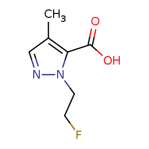 Chemical structure of 1-(2-fluoroethyl)-4-methyl-1H-pyrazole-5-carboxylic acid , CAS 1429417-50-4, AChemBlock S79993