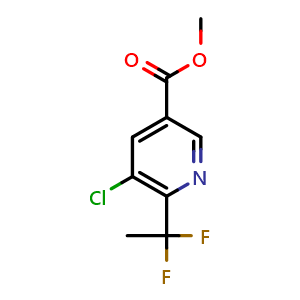 Chemical structure of methyl 5-chloro-6-(1,1-difluoroethyl)pyridine-3-carboxylate , CAS 1429182-82-0, AChemBlock S79999