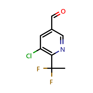 Chemical structure of 5-chloro-6-(1,1-difluoroethyl)pyridine-3-carbaldehyde , CAS 1429182-80-8, AChemBlock S80000