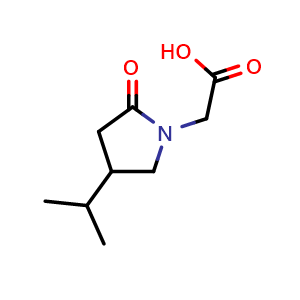 Chemical structure of 2-[2-oxo-4-(propan-2-yl)pyrrolidin-1-yl]acetic acid , CAS 1428233-19-5, AChemBlock S80007