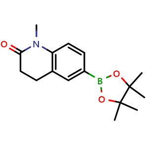 Chemical structure of 1-methyl-6-(tetramethyl-1,3,2-dioxaborolan-2-yl)-1,2,3,4-tetrahydroquinolin-2-one , CAS 1427587-32-3, AChemBlock S80011