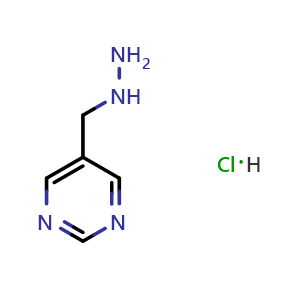 Chemical structure of 5-(hydrazinylmethyl)pyrimidine hydrochloride , CAS 1427460-13-6, AChemBlock S80014