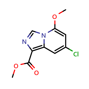 Chemical structure of methyl 7-chloro-5-methoxy-imidazo[1,5-a]pyridine-1-carboxylate , CAS 1427426-19-4, AChemBlock S80019