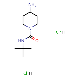 Chemical structure of 4-amino-N-tert-butylpiperidine-1-carboxamide dihydrochloride , CAS 1427379-45-0, AChemBlock S80030