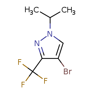 Chemical structure of 4-bromo-1-(propan-2-yl)-3-(trifluoromethyl)-1H-pyrazole , CAS 1426958-33-9, AChemBlock S80039