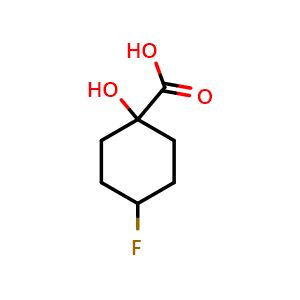 Chemical structure of 4-fluoro-1-hydroxy-cyclohexanecarboxylic acid , CAS 1426230-83-2, AChemBlock S80041
