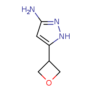 Chemical structure of 5-(oxetan-3-yl)-1h-pyrazol-3-amine , CAS 1425932-06-4, AChemBlock S80044