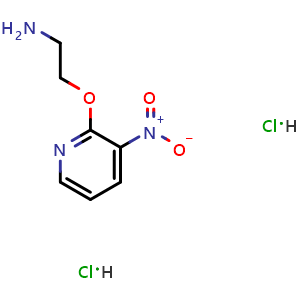 Chemical structure of 2-[(3-nitropyridin-2-yl)oxy]ethan-1-amine dihydrochloride , CAS 1423025-70-0, AChemBlock S80074