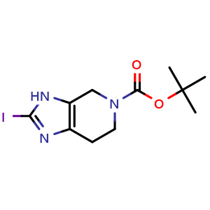 Chemical structure of tert-butyl 2-iodo-3H,4H,5H,6H,7H-imidazo[4,5-c]pyridine-5-carboxylate , CAS 1421503-53-8, AChemBlock S80089