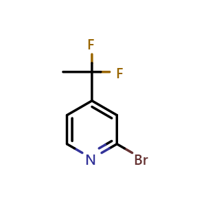 Chemical structure of 2-bromo-4-(1,1-difluoroethyl)pyridine , CAS 1419221-58-1, AChemBlock S80101