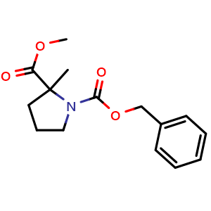 Chemical structure of 1-benzyl 2-methyl 2-methylpyrrolidine-1,2-dicarboxylate , CAS 141870-95-3, AChemBlock S80108