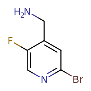 Chemical structure of (2-bromo-5-fluoro-4-pyridyl)methanamine , CAS 1416714-39-0, AChemBlock S80120