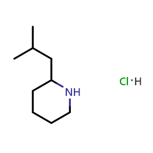 Chemical structure of 2-(2-methylpropyl)piperidine hydrochloride , CAS 14162-69-7, AChemBlock S80133