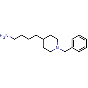 Chemical structure of 4-(1-benzyl-4-piperidyl)butan-1-amine , CAS 1415570-70-5, AChemBlock S80140