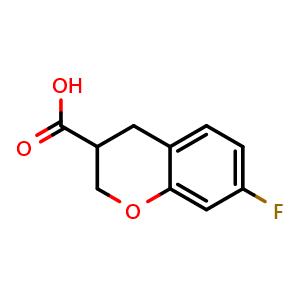 Chemical structure of 7-fluoro-3,4-dihydro-2H-1-benzopyran-3-carboxylic acid , CAS 1410797-04-4, AChemBlock S80155