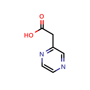 Chemical structure of 2-pyrazin-2-ylacetic acid , CAS 140914-89-2, AChemBlock S80161