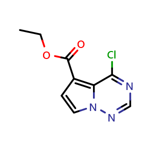 Chemical structure of ethyl 4-chloropyrrolo[2,1-f][1,2,4]triazine-5-carboxylate , CAS 1408064-98-1, AChemBlock S80171