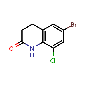 Chemical structure of 6-bromo-8-chloro-1,2,3,4-tetrahydroquinolin-2-one , CAS 1404367-50-5, AChemBlock S80179