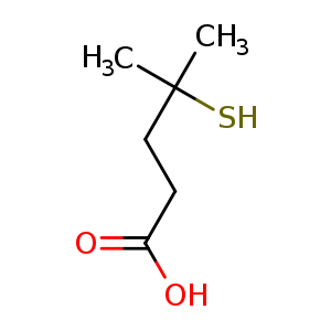 Chemical structure of 4-methyl-4-sulfanylpentanoic acid , CAS 140231-31-8, AChemBlock S80192