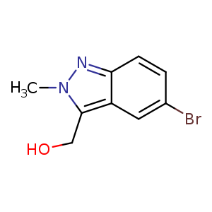Chemical structure of (5-bromo-2-methyl-2H-indazol-3-yl)methanol , CAS 1401440-94-5, AChemBlock S80198