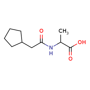 Chemical structure of 2-(2-cyclopentylacetamido)propanoic acid , CAS 1397003-65-4, AChemBlock S80219