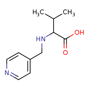 Chemical structure of 3-methyl-2-{[(pyridin-4-yl)methyl]amino}butanoic acid , CAS 1396966-95-2, AChemBlock S80221