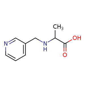 Chemical structure of 2-{[(pyridin-3-yl)methyl]amino}propanoic acid , CAS 1396966-76-9, AChemBlock S80222