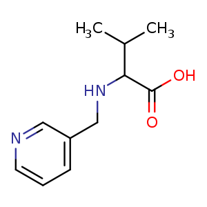 Chemical structure of 3-methyl-2-{[(pyridin-3-yl)methyl]amino}butanoic acid , CAS 1396962-65-4, AChemBlock S80227