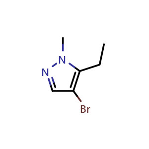 Chemical structure of 4-bromo-5-ethyl-1-methylpyrazole , CAS 1393728-48-7, AChemBlock S80254