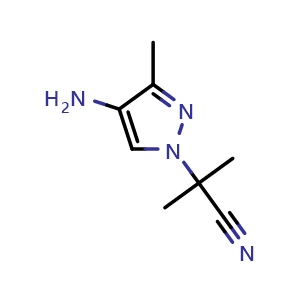 Chemical structure of 2-(4-amino-3-methyl-pyrazol-1-yl)-2-methyl-propanenitrile , CAS 1393100-52-1, AChemBlock S80285