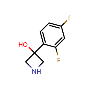 Chemical structure of 3-(2,4-difluorophenyl)azetidin-3-ol , CAS 1388073-15-1, AChemBlock S80317