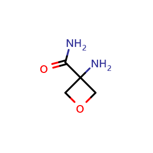 Chemical structure of 3-aminooxetane-3-carboxamide , CAS 138650-60-9, AChemBlock S80328