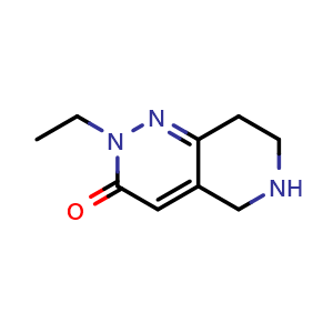 Chemical structure of 2-ethyl-2H,3H,5H,6H,7H,8H-pyrido[4,3-c]pyridazin-3-one , CAS 1384510-56-8, AChemBlock S80339