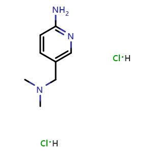 Chemical structure of 5-[(dimethylamino)methyl]pyridin-2-amine dihydrochloride , CAS 1384429-17-7, AChemBlock S80347