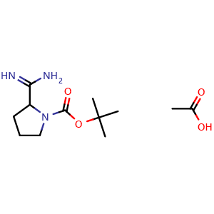 Chemical structure of tert-Butyl 2-carbamimidoylpyrrolidine-1-carboxylate acetate , CAS 1384428-47-0, AChemBlock S80348