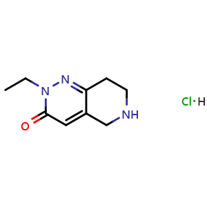 Chemical structure of 2-ethyl-2H,3H,5H,6H,7H,8H-pyrido[4,3-c]pyridazin-3-one hydrochloride , CAS 1384427-86-4, AChemBlock S80350