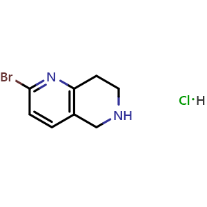 Chemical structure of 2-bromo-5,6,7,8-tetrahydro-1,6-naphthyridine hydrochloride , CAS 1384265-53-5, AChemBlock S80352