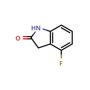 Chemical structure of 4-fluoroindolin-2-one , CAS 138343-94-9, AChemBlock S80366