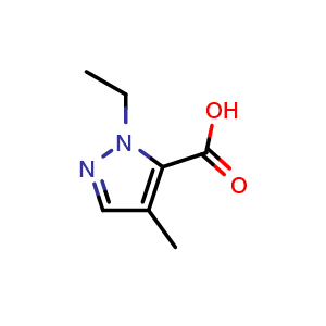 Chemical structure of 1-ethyl-4-methyl-1H-pyrazole-5-carboxylic acid , CAS 1379811-59-2, AChemBlock S80378