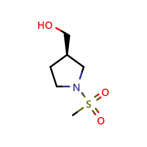 Chemical structure of [(3R)-1-methanesulfonylpyrrolidin-3-yl]methanol , CAS 1379443-27-2, AChemBlock S80380